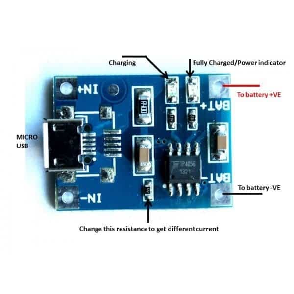 TP4056 Micro USB Li-ion Li-Poly Battery Charge Module - 1